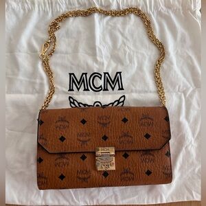 MCM cognac shoulder/crossbody chain bag